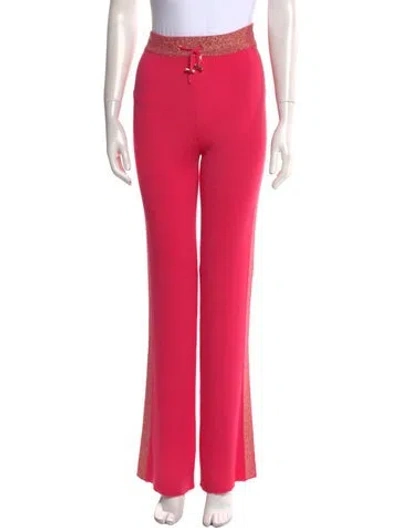 Pre-owned Balmain Merino Wool Wide Leg Pants In Pink