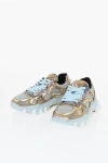 Balmain Mesh And Leather B-east Low-top Sneakers With Trompe L'oeil In Multi