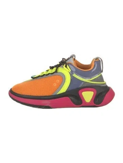 Pre-owned Balmain Mesh Colorblock Pattern Athletic Sneakers In Orange
