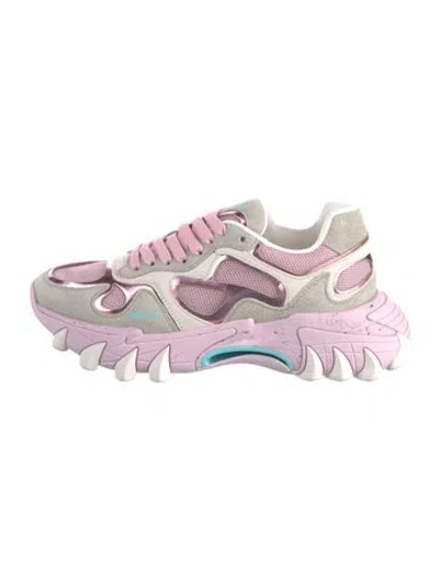 Pre-owned Balmain Mesh Embroidered Accent Chunky Sneakers In Pink