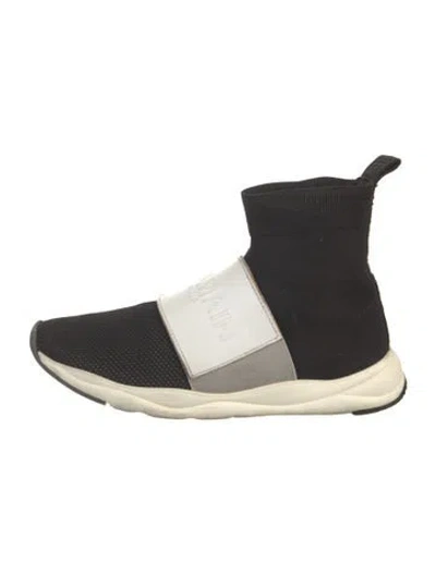 Pre-owned Balmain Mesh Graphic Print Sock Sneakers In Black