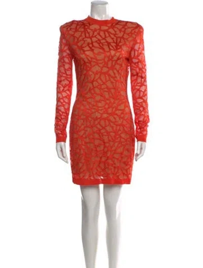 Pre-owned Balmain Mesh Mini Dress In Orange