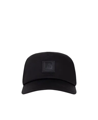 Balmain Mesh-panelling Baseball Cap In Black