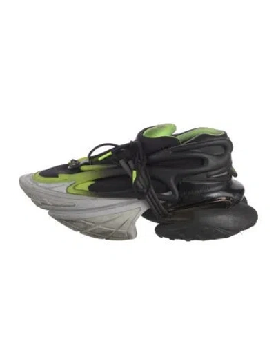 Pre-owned Balmain Mesh Printed Sneakers In Black