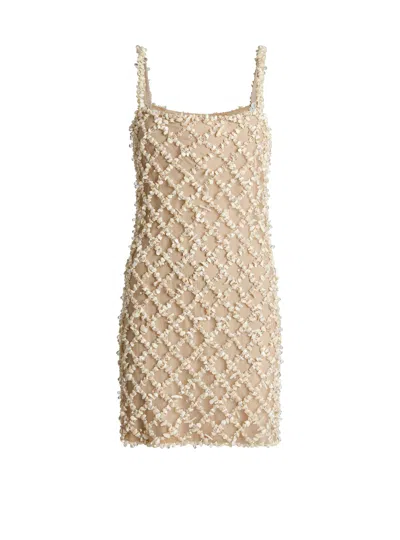 Balmain Mesh Shell Dress In Neutral