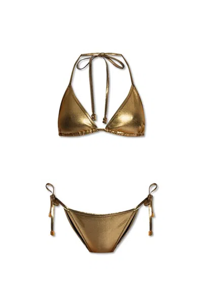 Balmain Metallic Bikini In Gold