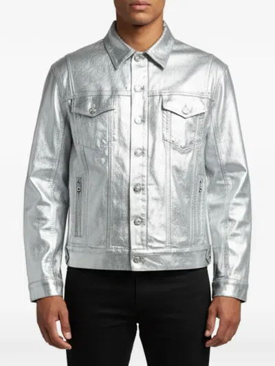 Pre-owned Balmain Metallic Denim Jacket In Silver