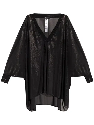 Balmain Metallic-effect Beach Minidress In Schwarz
