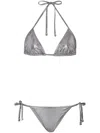 Balmain Triangle Bikini With Subtle Check Pattern In Silver