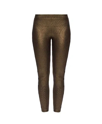 Balmain Metallic Fitted Leggings In Green