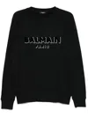 Balmain Flocked Logo Sweatshirt With Metallic Accents In Black