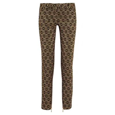 Pre-owned Balmain Metallic Jacquard Skinny Pants Sz Fr38 In Black