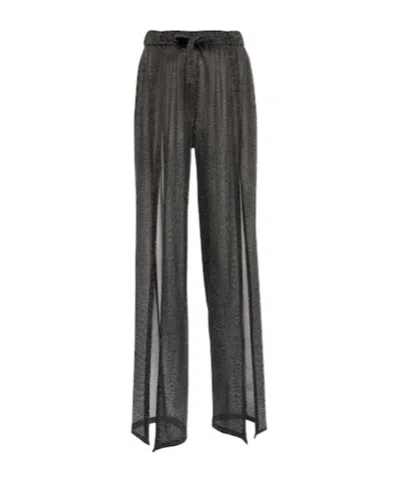 Balmain Metallic Knit Pants In Black