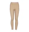 Balmain Ribbed Contrast Knit Leggings With High Waist In Neutrals
