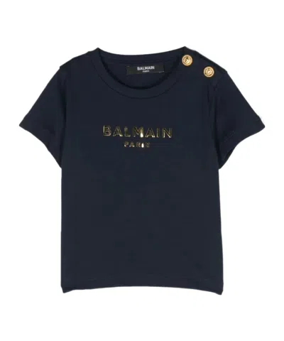 Balmain Metallic-logo T-shirt In Black