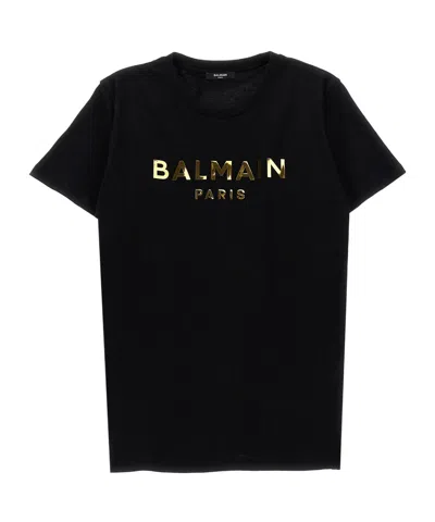 Balmain Metallic-logo T-shirt In Black