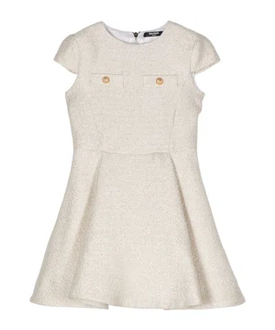 Balmain Metallic Mini Dress In White