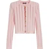 Balmain Buttoned Flechage Openwork Cardigan In Pink