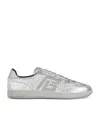 Balmain Swan Metallic-leather Sneakers In Silver