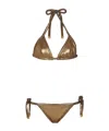 Balmain Metallic Triangle Bikini Set In Green