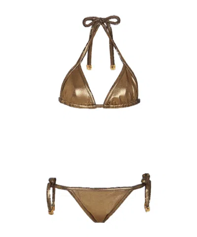 BALMAIN METALLIC TRIANGLE BIKINI
