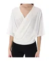 Balmain Metallic Wrap Jersey Top In White