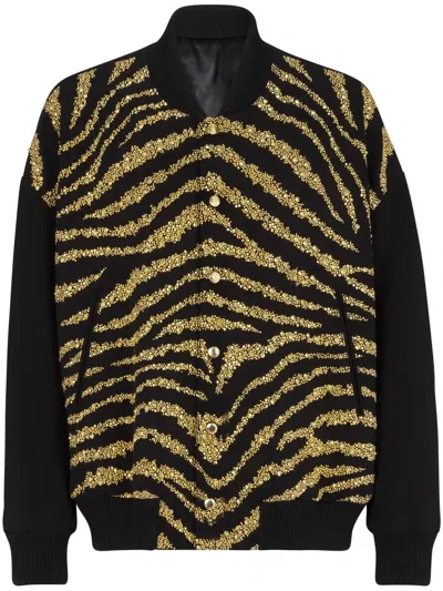 Balmain Metallic Zebra-print Jacket In Noir Or