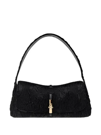 Balmain Metropolis Leather-trimmed Jacquard Shoulder Bag In Black