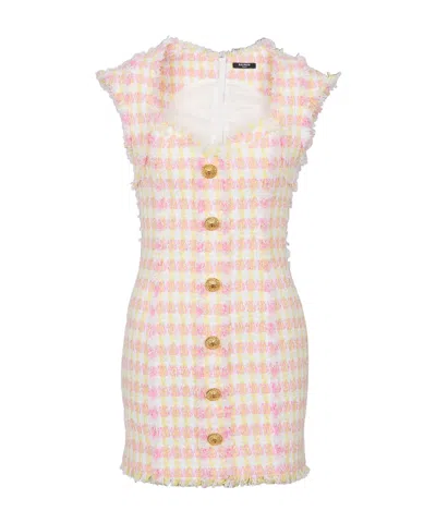 BALMAIN MIAMI TWEED DRESS WITH BUTTONS