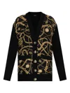 Balmain Chain Print Silk And Wool Cardigan In Black
