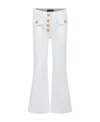Balmain White Jeans For Girl With Gold Buttons In White