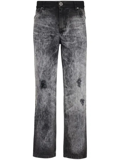 Balmain Mid-rise Straight-leg Jeans In Gray
