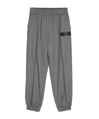BALMAIN BALMAIN KIDS LOGO PATCH MID-RISE TROUSERS