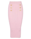 Balmain Feminine Embossed Knit Midi Skirt In Pink For Ss24 In Pink