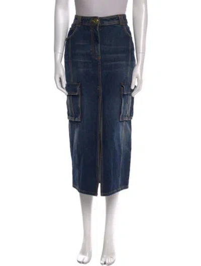 Pre-owned Balmain Midi Length Skirt In Blue