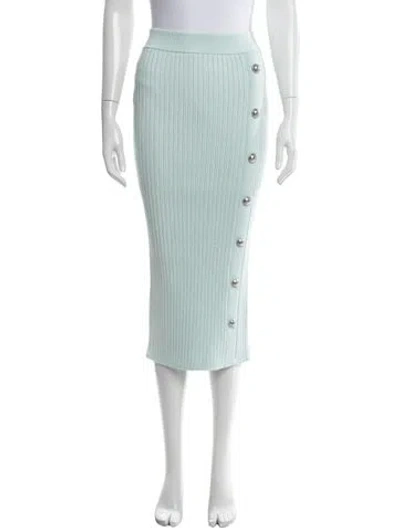 Pre-owned Balmain Midi Length Skirt In Blue