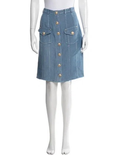 Pre-owned Balmain Midi Length Skirt In Blue