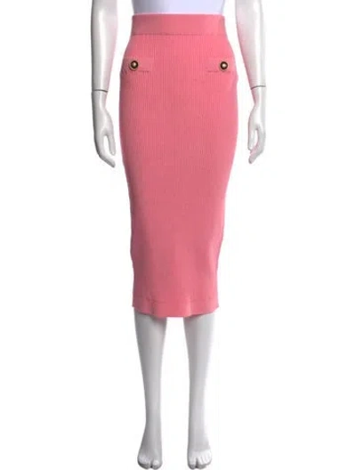 Pre-owned Balmain Midi Length Skirt In Pink