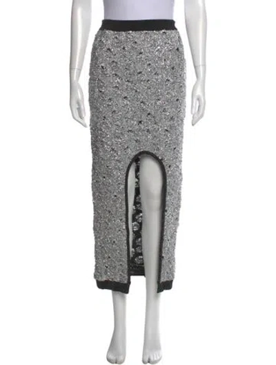 Pre-owned Balmain Midi Length Skirt In Silver