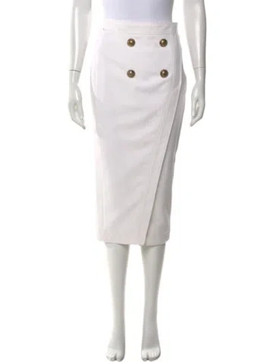 Pre-owned Balmain Midi Length Skirt In White