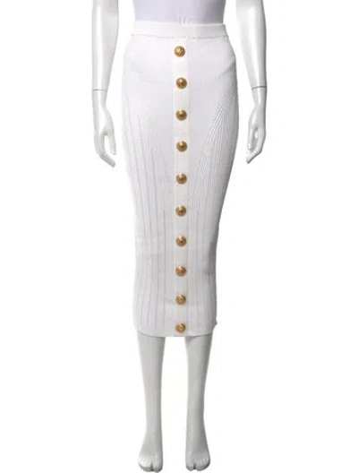 Pre-owned Balmain Midi Length Skirt In White