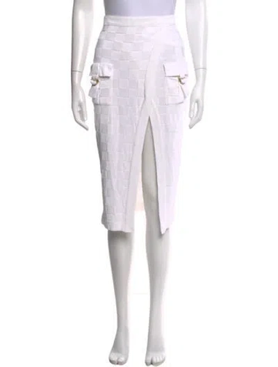 Pre-owned Balmain Midi Length Skirt In White