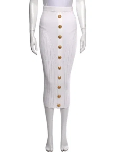 Pre-owned Balmain Midi Length Skirt In White