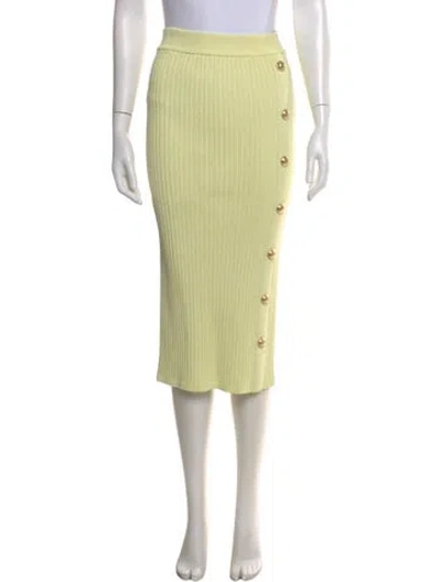 Pre-owned Balmain Midi Length Skirt In Yellow