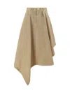 Balmain Asymmetrical Cotton Skirt In Beige