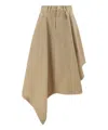 Balmain Asymmetrical Cotton Skirt In Beige