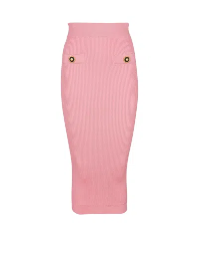BALMAIN MIDI SKIRT IN A PLAIN RIBBED KNIT