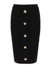 Balmain Knitted Vichy A-line Skirt With Jewel Buttons In Black