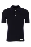 Balmain Polo Shirt In Merino Wool In Blue