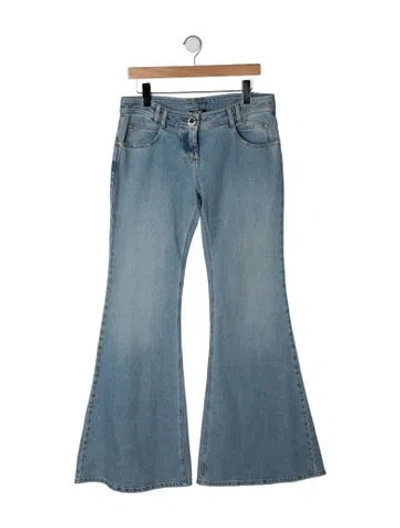 Pre-owned Balmain Mid-rise Flared Jeans In Blue